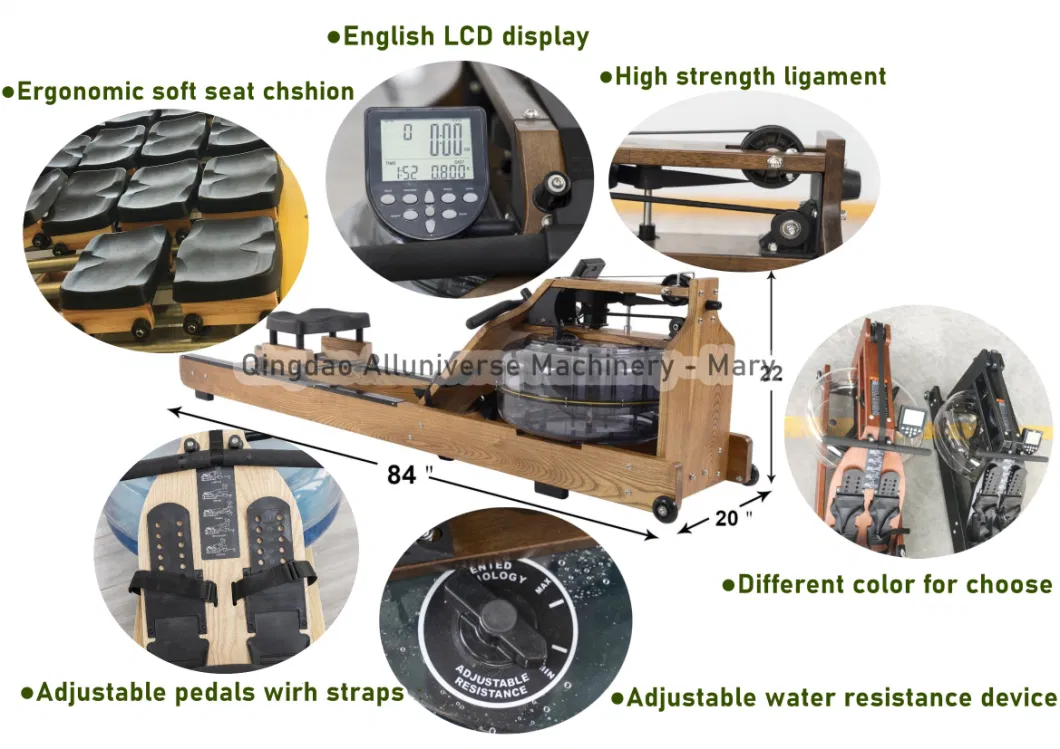 Gym Equipment Indoor Wooden Water Magnetic Rower for Home Use