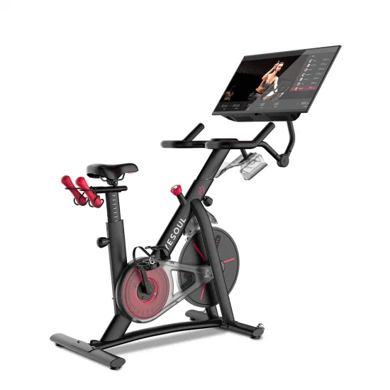 Bicicleta ergométrica para uso doméstico inteligente com bicicleta giratória com tela projetável de TV de 32 polegadas